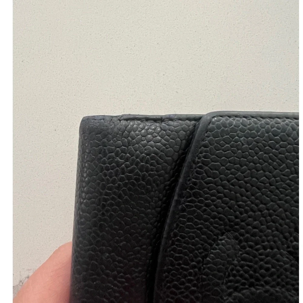 Chanel Black Caviar Leather Timeless CC Logo Bifold Wallet Made‎ in France